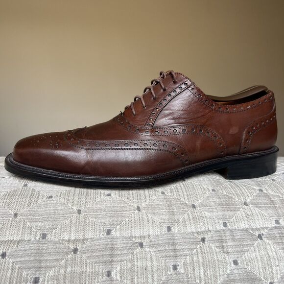 Mezlan Brown Leather Wingtip Dress Oxford Shoes Men’s 9.5 Work Business Designer - Picture 1 of 16